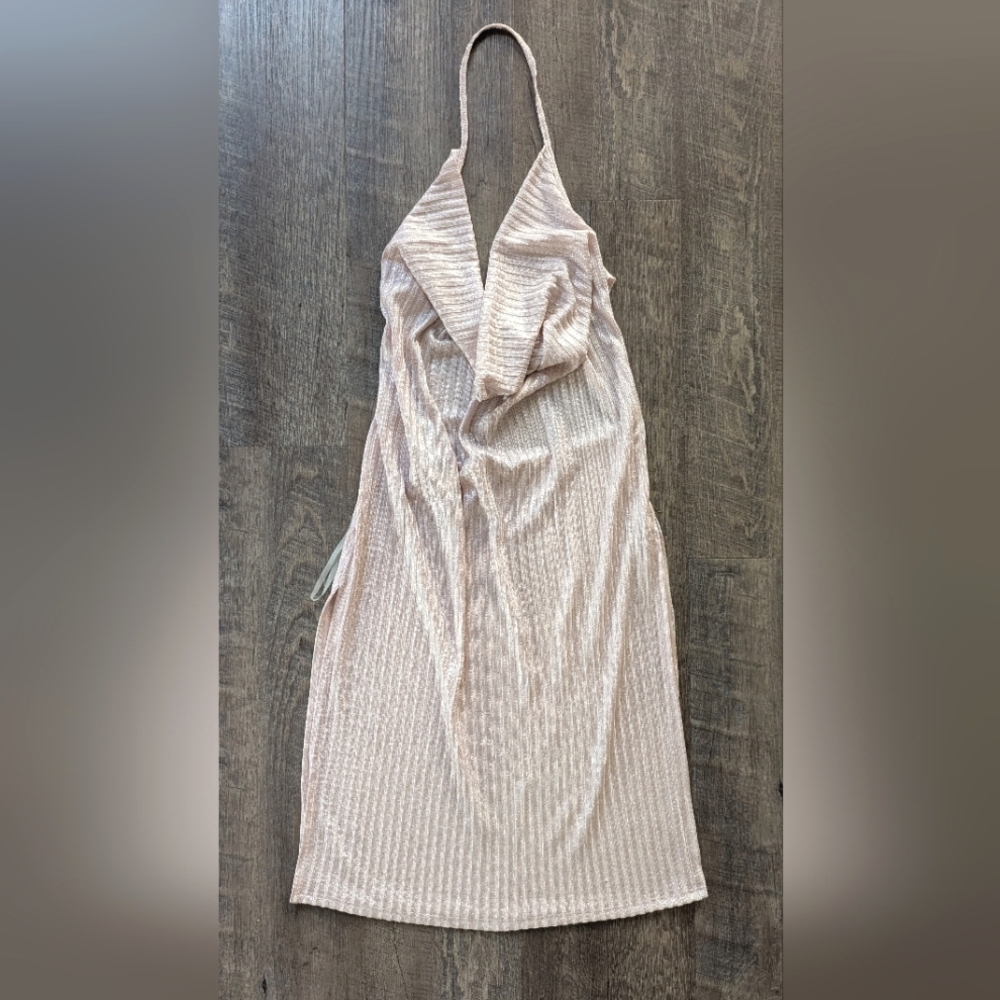 🐰Cowl Halter Neck Side Slit Backless Mini Dress